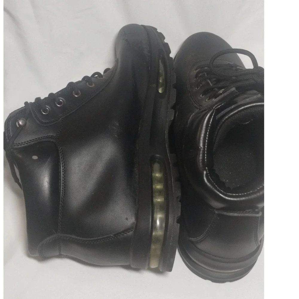 M-Gear Mens Black Leather Air Cushion Hiking Work Boots Size 13 Round Toe LaceUp